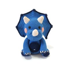 VIRKMÖNSTER Triceratops Spikey • Dinosaurie • amigurumi virkbeskrivning • crochetbykim • PDF
