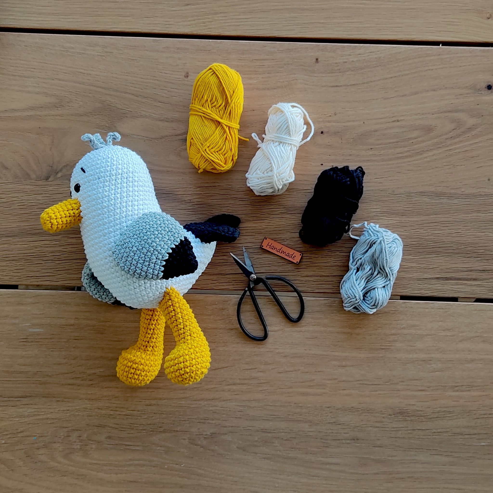 VIRKMÖNSTER Fiskmåsen Scraps • Fågel Fiskmås • amigurumi virkbeskrivning • crochetbykim • PDF