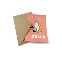 Kort med kuvert • Fiskmås • "Who run the world? Gulls!