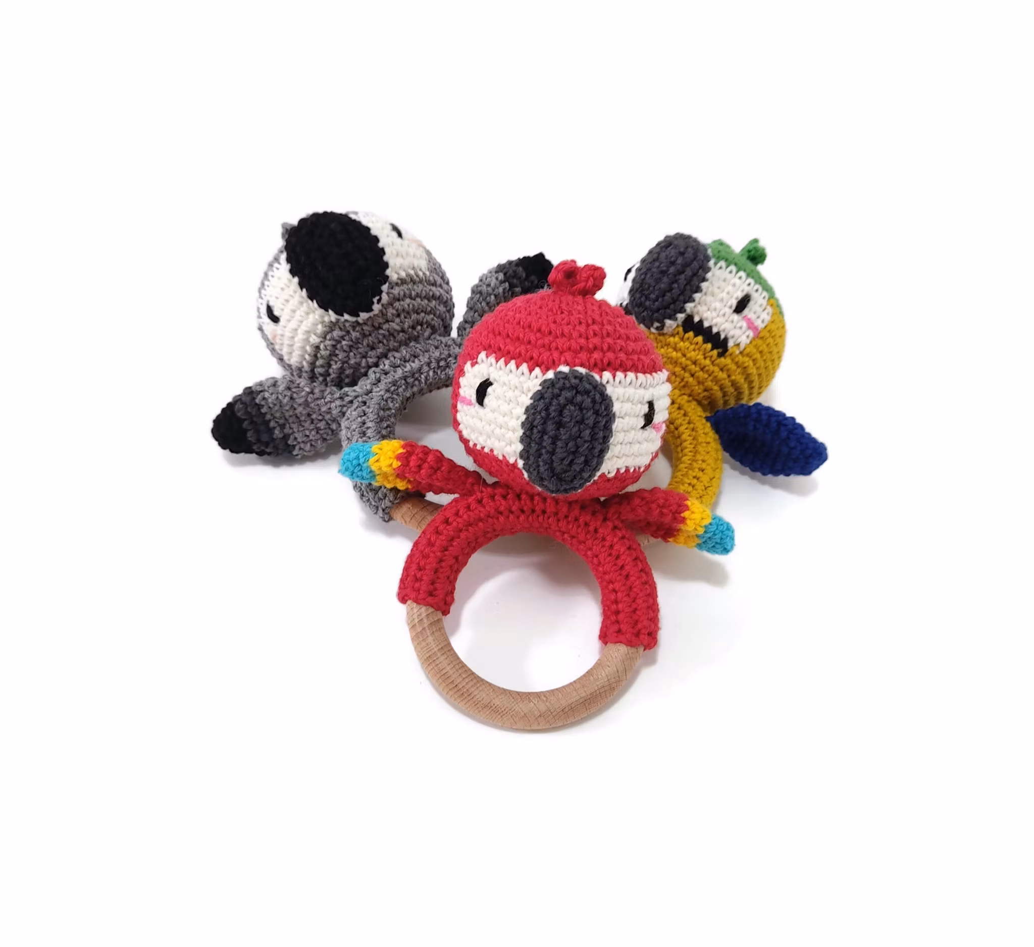 VIRKMÖNSTER Bitring Papegoja • Baby skallra • amigurumi virkbeskrivning • crochetbykim • PDF