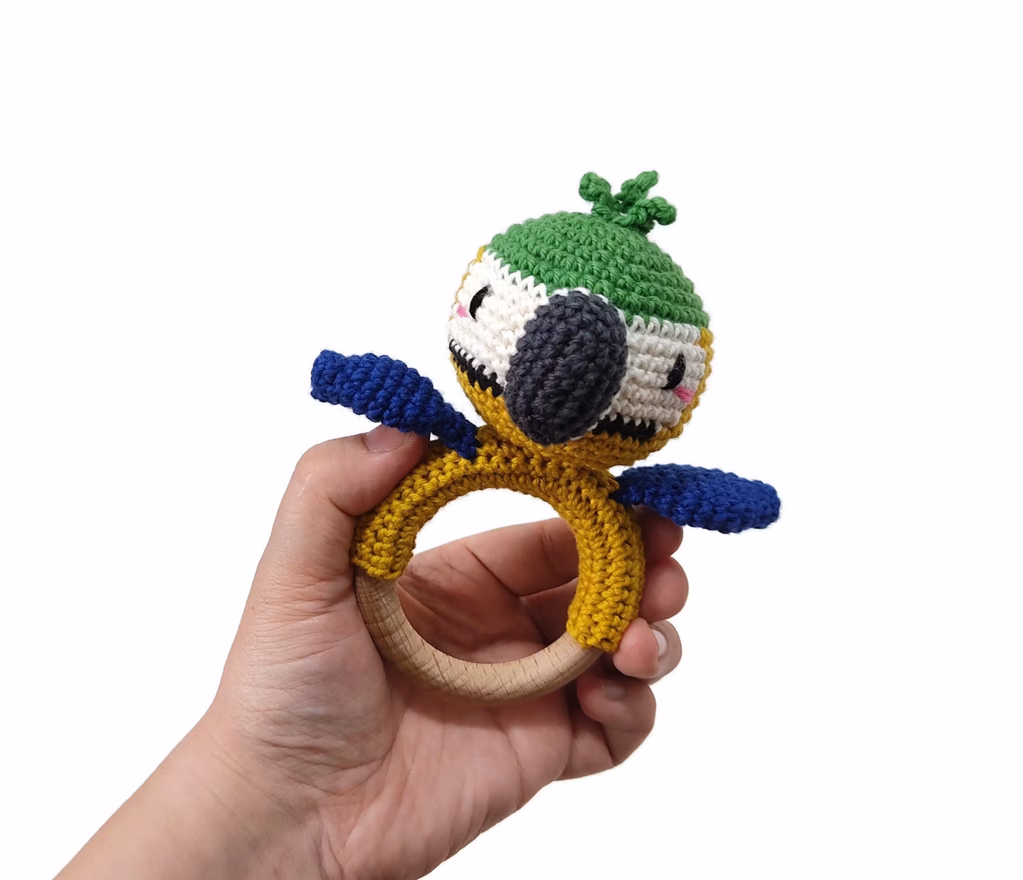 VIRKMÖNSTER Bitring Papegoja • Baby skallra • amigurumi virkbeskrivning • crochetbykim • PDF