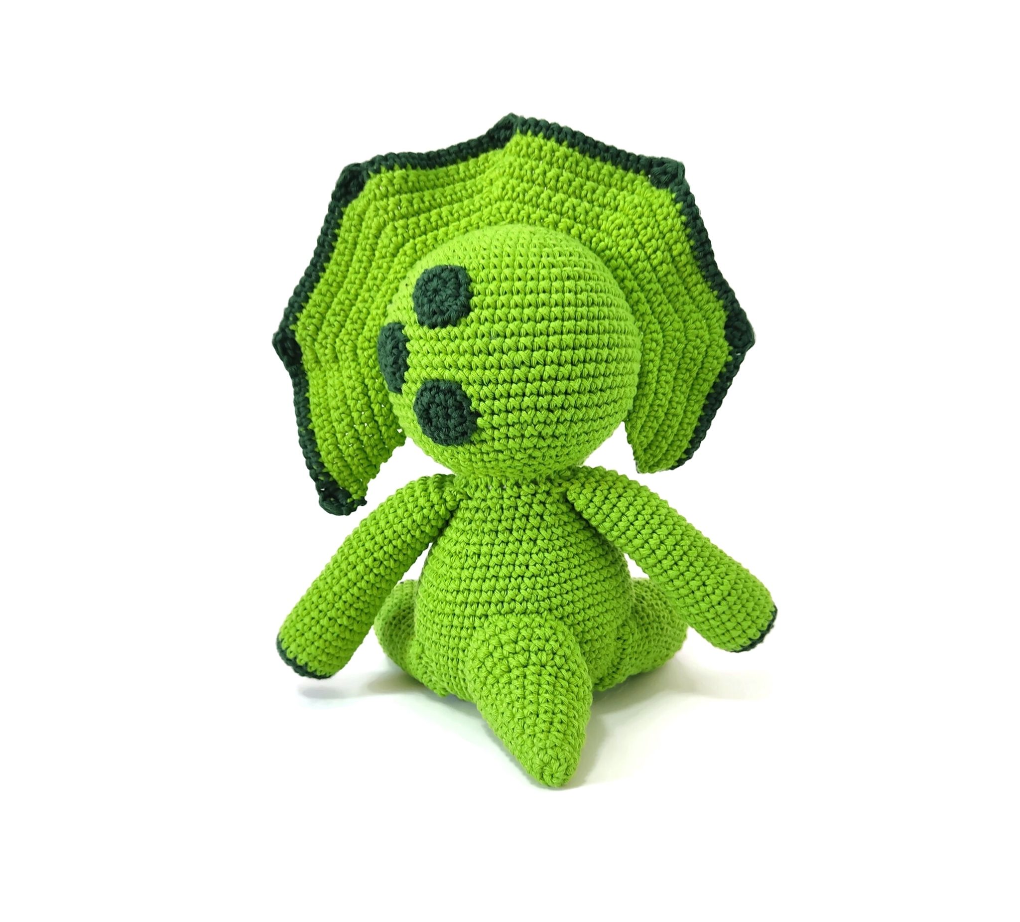 DIY kit Grön Triceratops • Dinosaurie • Virkset gosedjur • Crochetbykim