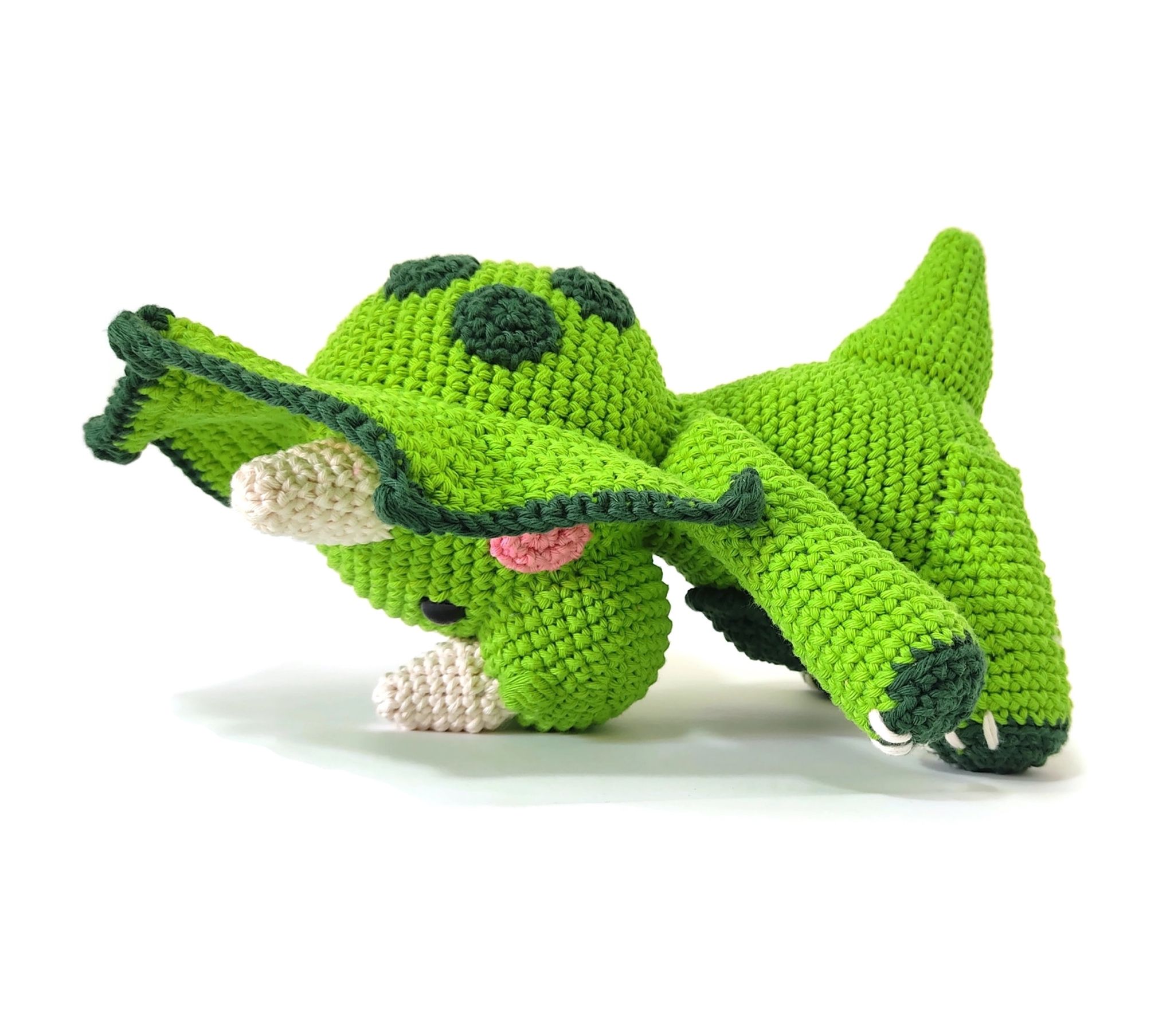 DIY kit Grön Triceratops • Dinosaurie • Virkset gosedjur • Crochetbykim