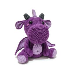 DIY kit Lila drake • Dragon Magi • Virkset gosedjur • DIY-kit • Crochetbykim