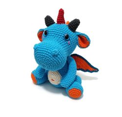 DIY kit Turkos drake • Dragon Magi • Virkset gosedjur • Do it yourself kit • Crochetbykim