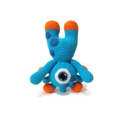 Amigurumi kit Monster BLINKY • Turkos monster • Virkset gosedjur • DIY-kit • Crochetbykim