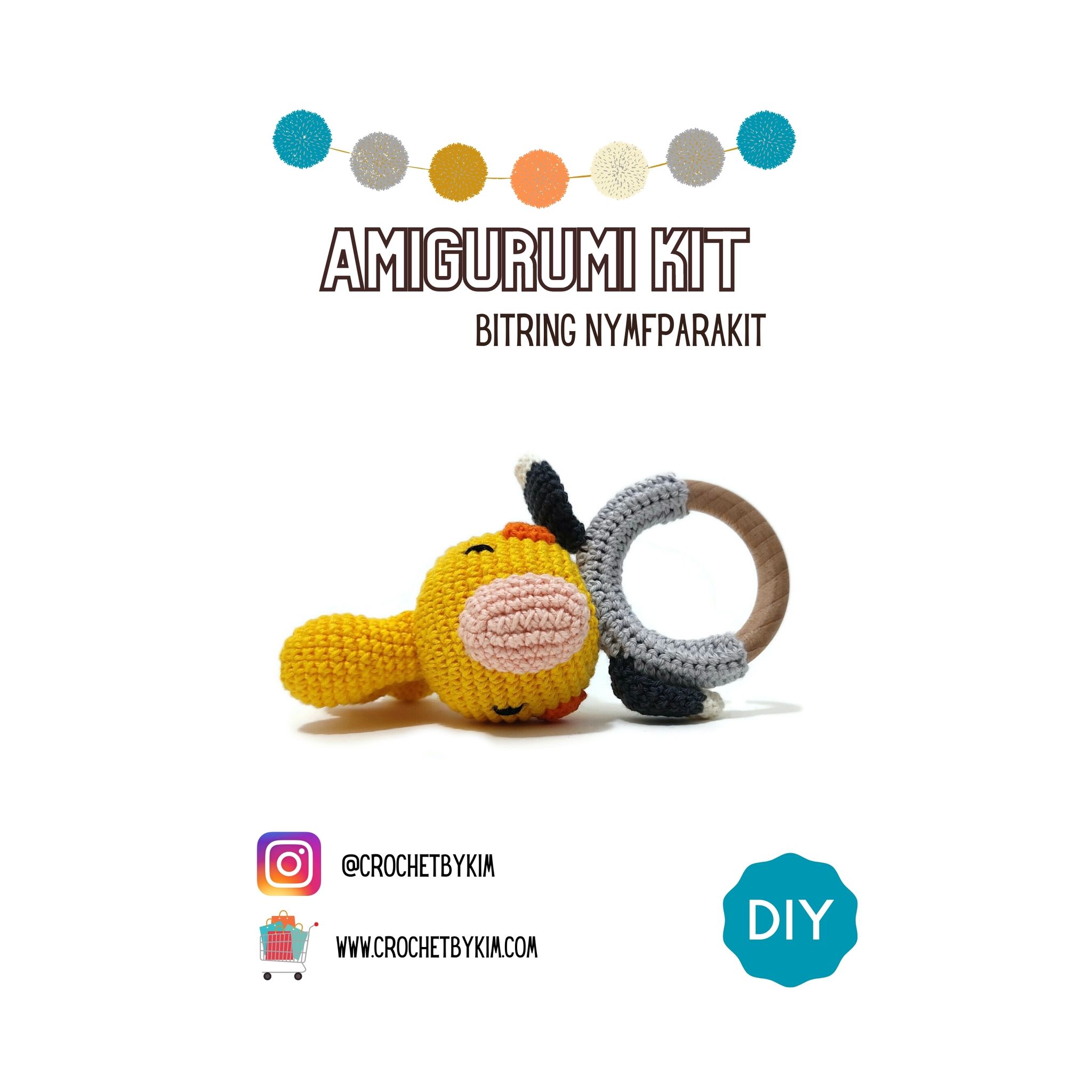 Amigurumi kit Bitring nymfparakit • Virkset gosedjur • DIY-kit • Crochetbykim