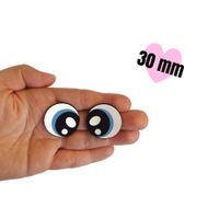 1 par blå filtögon 30 mm • amigurumi ögon • tecknade ögon • Felt eyes