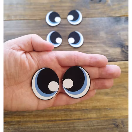 Blåa filtögon 40 mm • amigurumi ögon • tecknade ögon • Felt eyes