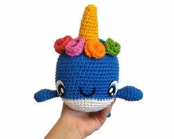 VIRKMÖNSTER Twister narval • Unicornwhale • amigurumi virkbeskrivning • crochetbykim • PDF