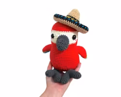 VIRKMÖNSTER PAPEGOJA Rio • Fågel • amigurumi virkbeskrivning • crochetbykim • PDF