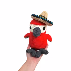 VIRKMÖNSTER PAPEGOJA Rio • Fågel • amigurumi virkbeskrivning • crochetbykim • PDF