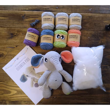 DIY kit Elefant PIXIE • Safari • Virkset gosedjur • Do it yourself kit • Crochetbykim