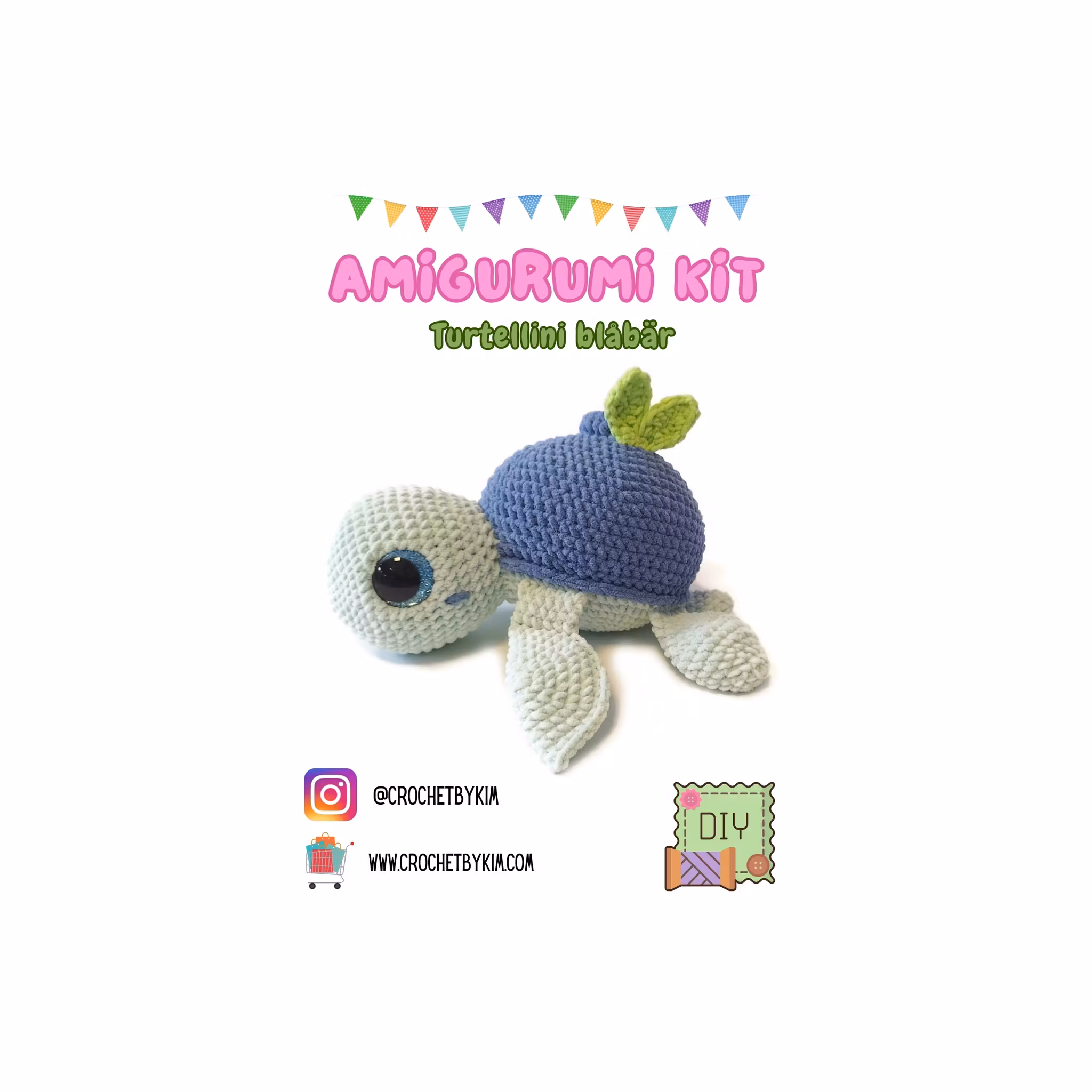 Amigurumi kit Sköldpadda Turtellini Blåbär • Virkset gosedjur • DIY-kit • Crochetbykim