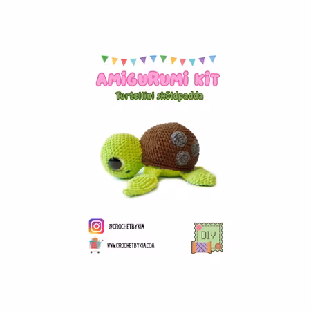 Amigurumi kit Sköldpadda Turtellini • Virkset gosedjur • DIY-kit • Crochetbykim