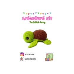 Amigurumi kit Sköldpadda Turtellini Furry • Virkset gosedjur • DIY-kit • Crochetbykim