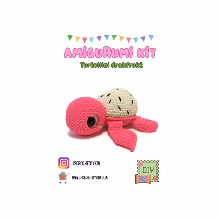 DIY kit Sköldpadda Turtellini Drakfrukt • Virkset gosedjur • DIY-kit • Crochetbykim