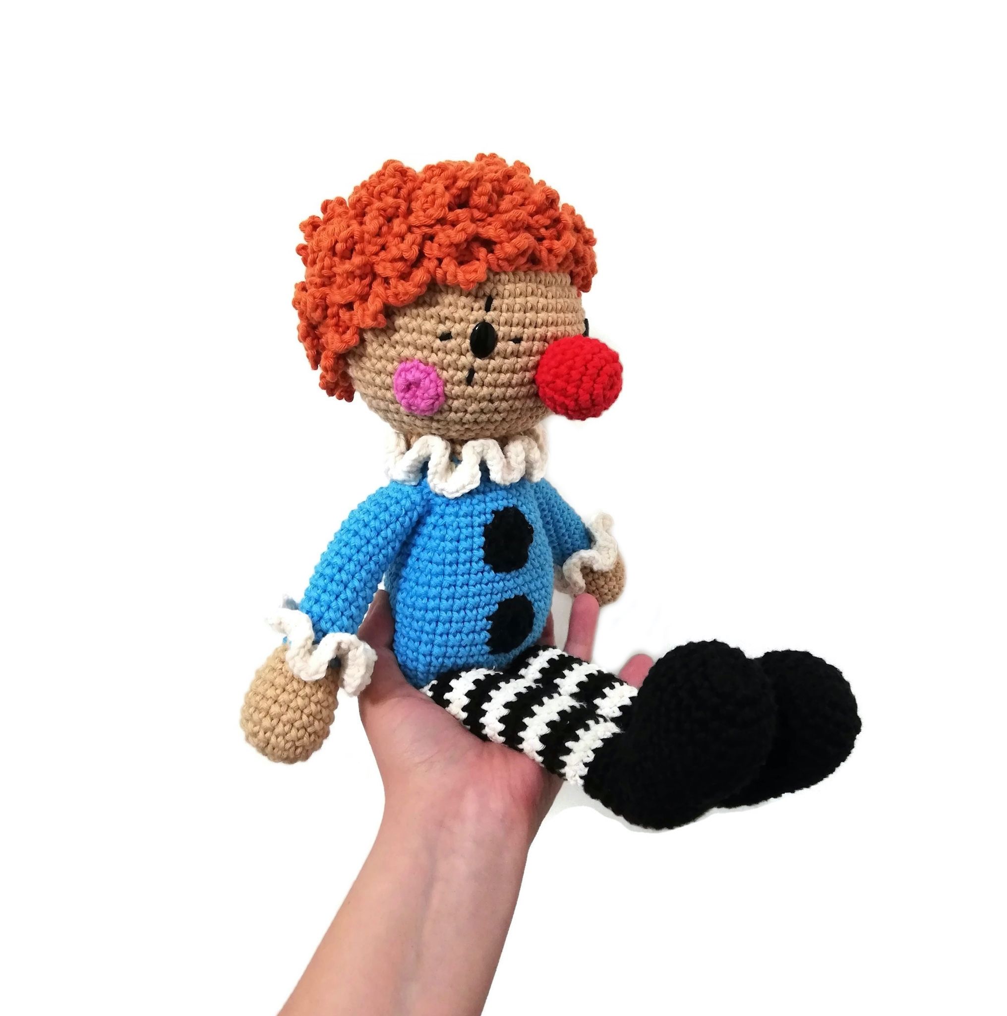 Amigurumi kit Blå Clown • Halloween • Virkset docka • DIY-kit • Crochetbykim