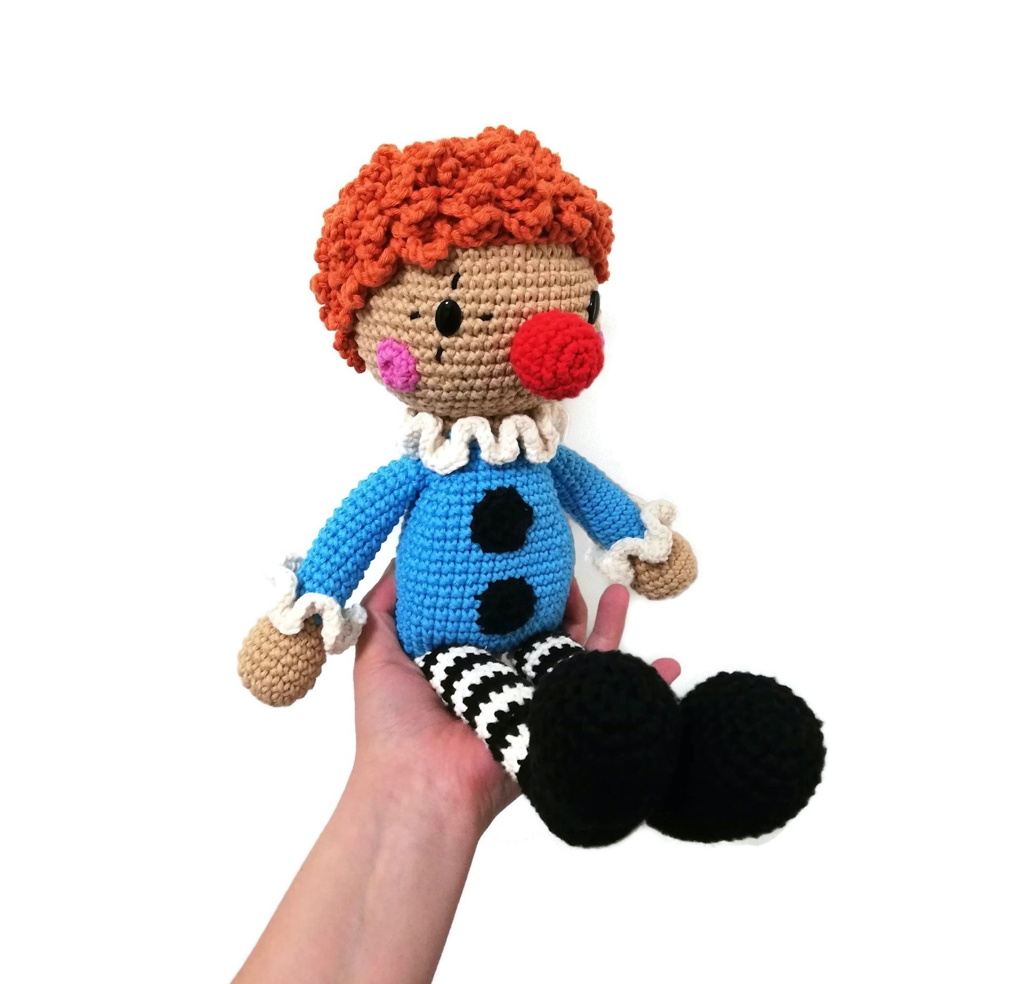 Amigurumi kit Blå Clown • Halloween • Virkset docka • DIY-kit • Crochetbykim