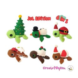 VIRKMÖNSTER Turtellini Julsköldpadda • 6 i 1 • amigurumi virkbeskrivning • crochetbykim • PDF