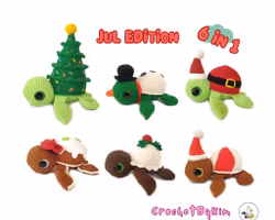 VIRKMÖNSTER Turtellini Julsköldpadda • 6 i 1 • amigurumi virkbeskrivning • crochetbykim • PDF