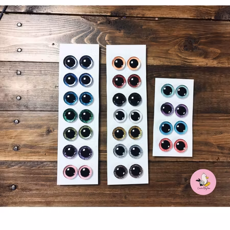 3D Glitterögon • 16 mm • 20 mm • 25 mm • 30 mm • Säkerhetsögon • Sink Eyes • Amigurumi ögon • Virka • Safety eyes • Nalleögon