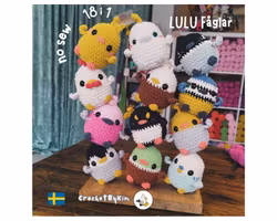VIRKMÖNSTER LULU Plush fågel  • 18 olika • NO SEW amigurumi virkbeskrivning • crochetbykim • PDF