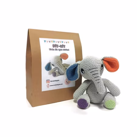 DIY kit Elefant PIXIE • Safari • Virkset gosedjur • Do it yourself kit • Crochetbykim