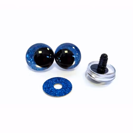 Blå 3D Off center Glitterögon 16mm 20mm 25mm 30mm • Sinker eyes • amigurumi ögon • virka • safety eyes • nalleögon