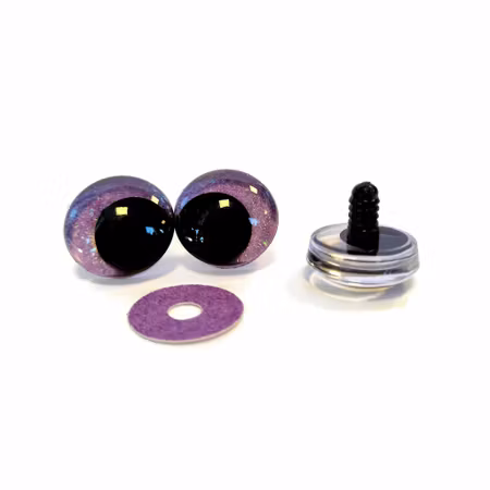 Ljuslila 3D Off center Glitterögon 16mm 20mm 25mm 30mm • Sinker eyes • amigurumi ögon • virka • safety eyes • nalleögon