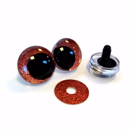 RÖD 3D Off center Glitterögon 16mm 20mm 25mm 30mm • Sinker eyes • amigurumi ögon • virka • safety eyes • nalleögon