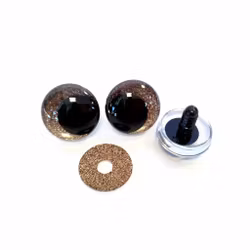 BRUN 3D Off center Glitterögon 16mm 20mm 25mm 30mm • Sinker eyes • amigurumi ögon • virka • safety eyes • nalleögon