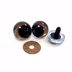 BRUN 3D Off center Glitterögon 16mm 20mm 25mm 30mm • Sinker eyes • amigurumi ögon • virka • safety eyes • nalleögon