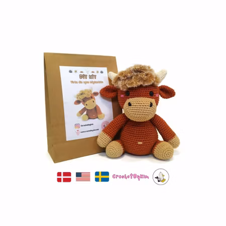 DIY kit Rosalita • Höglandsko • Highland cow • Virkset gosedjur • DIY-kit • Crochetbykim