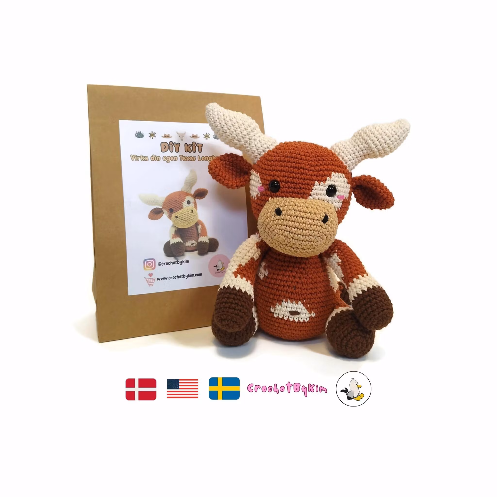DIY kit Rosalita • Texas Longhorn • Virkset gosedjur • DIY-kit • Crochetbykim