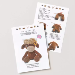 VIRKMÖNSTER Höglandsko Evelyn • Low Sew pattern • Highland Cow • Chenille garn • amigurumi virkbeskrivning • crochetbykim • PDF
