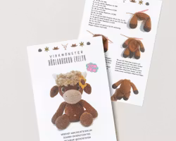 VIRKMÖNSTER Höglandsko Evelyn • Low Sew pattern • Highland Cow • Chenille garn • amigurumi virkbeskrivning • crochetbykim • PDF
