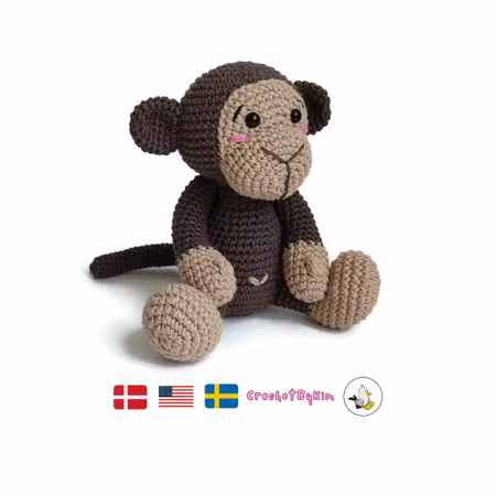VIRKMÖNSTER Apa Brownie • Safari • amigurumi virkbeskrivning • crochetbykim • PDF