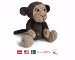 VIRKMÖNSTER Apa Brownie • Safari • amigurumi virkbeskrivning • crochetbykim • PDF