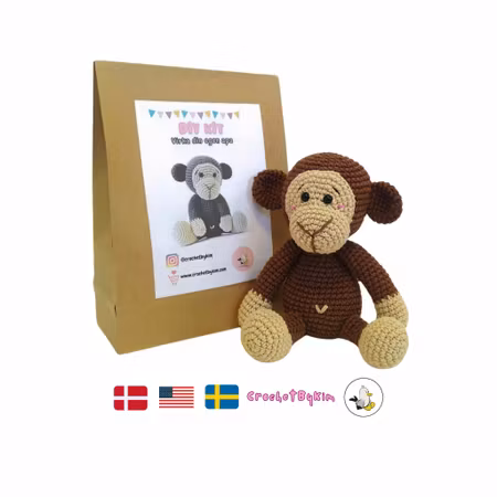 DIY kit Apan Brownie • Djungel • Virkset gosedjur • DO it yourself kit • Crochetbykim