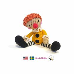 VIRKMÖNSTER Clownen Shawn • Docka Clown Circus • amigurumi virkbeskrivning • crochetbykim • PDF