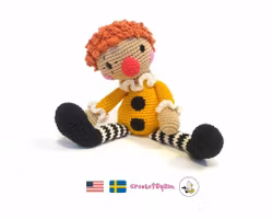 VIRKMÖNSTER Clownen Shawn • Docka Clown Circus • amigurumi virkbeskrivning • crochetbykim • PDF