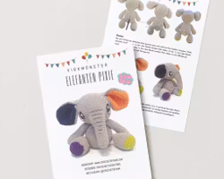 VIRKMÖNSTER Elefant Pixie • Safari • amigurumi virkbeskrivning • crochetbykim • PDF