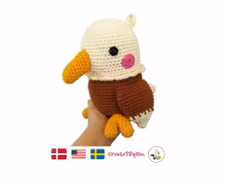 VIRKMÖNSTER Örnen Rocky • Fågel Eagle • amigurumi virkbeskrivning • crochetbykim • PDF
