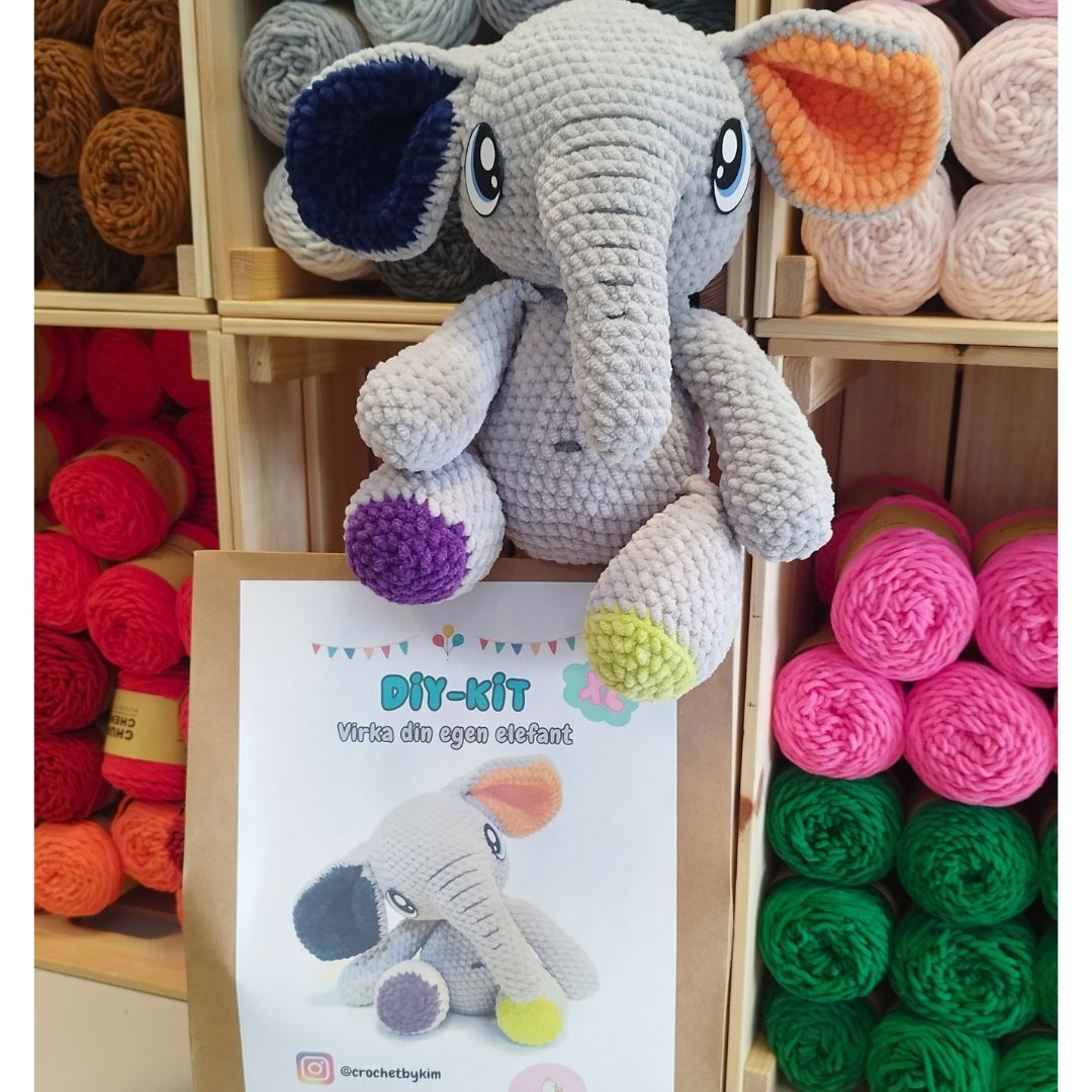 DIY kit Elefant PIXIE XL • Safari • Virkset gosedjur • Do it yourself kit • Crochetbykim
