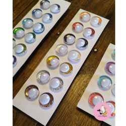 Vita "Off Center" 3D Glitterögon • 16 mm • 20 mm • 25 mm • 30 mm • Säkerhetsögon • Sink Eyes • Amigurumi ögon • Virka • Safety eyes • Nalleögon