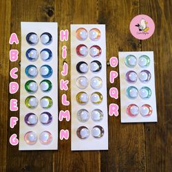 Vita "Off Center" 3D Glitterögon • 16 mm • 20 mm • 25 mm • 30 mm • Säkerhetsögon • Sink Eyes • Amigurumi ögon • Virka • Safety eyes • Nalleögon