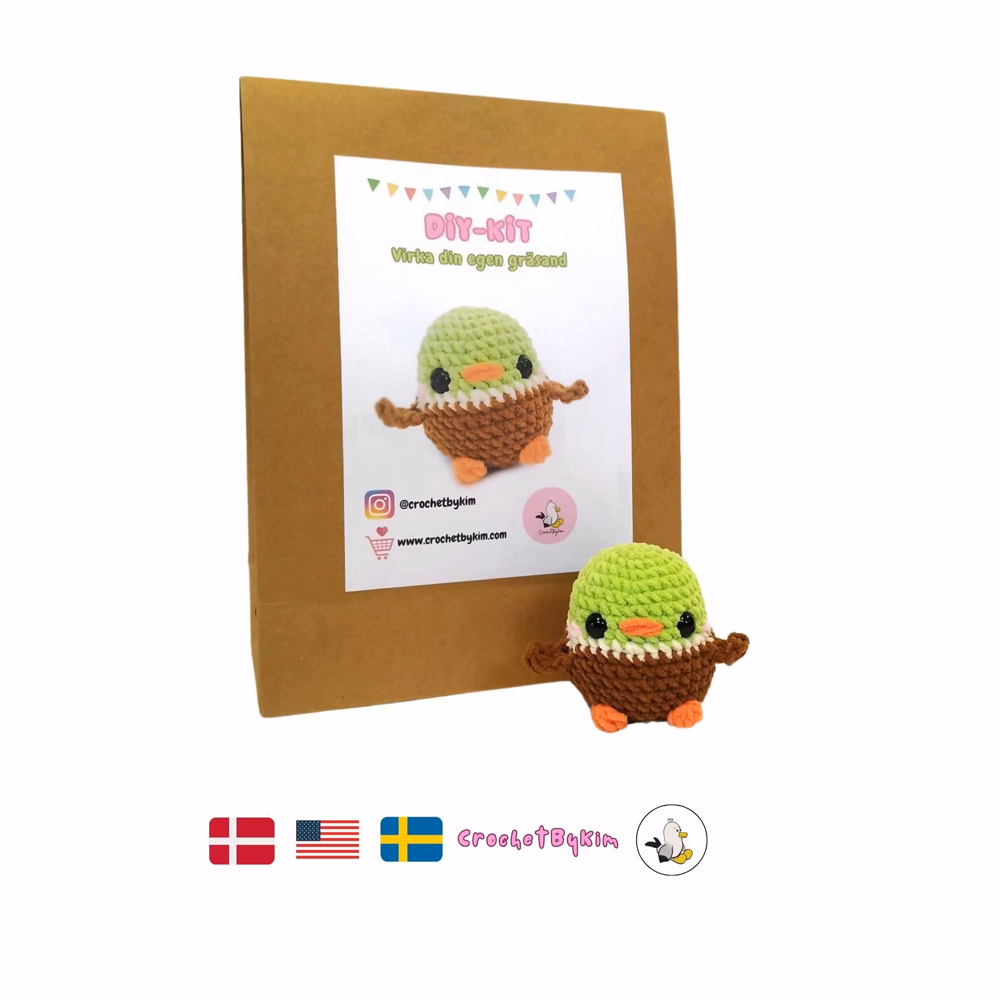 DIY Kit LULU Gräsand• Virkset gosedjur • Skapa din egen fågel • Crochetbykim