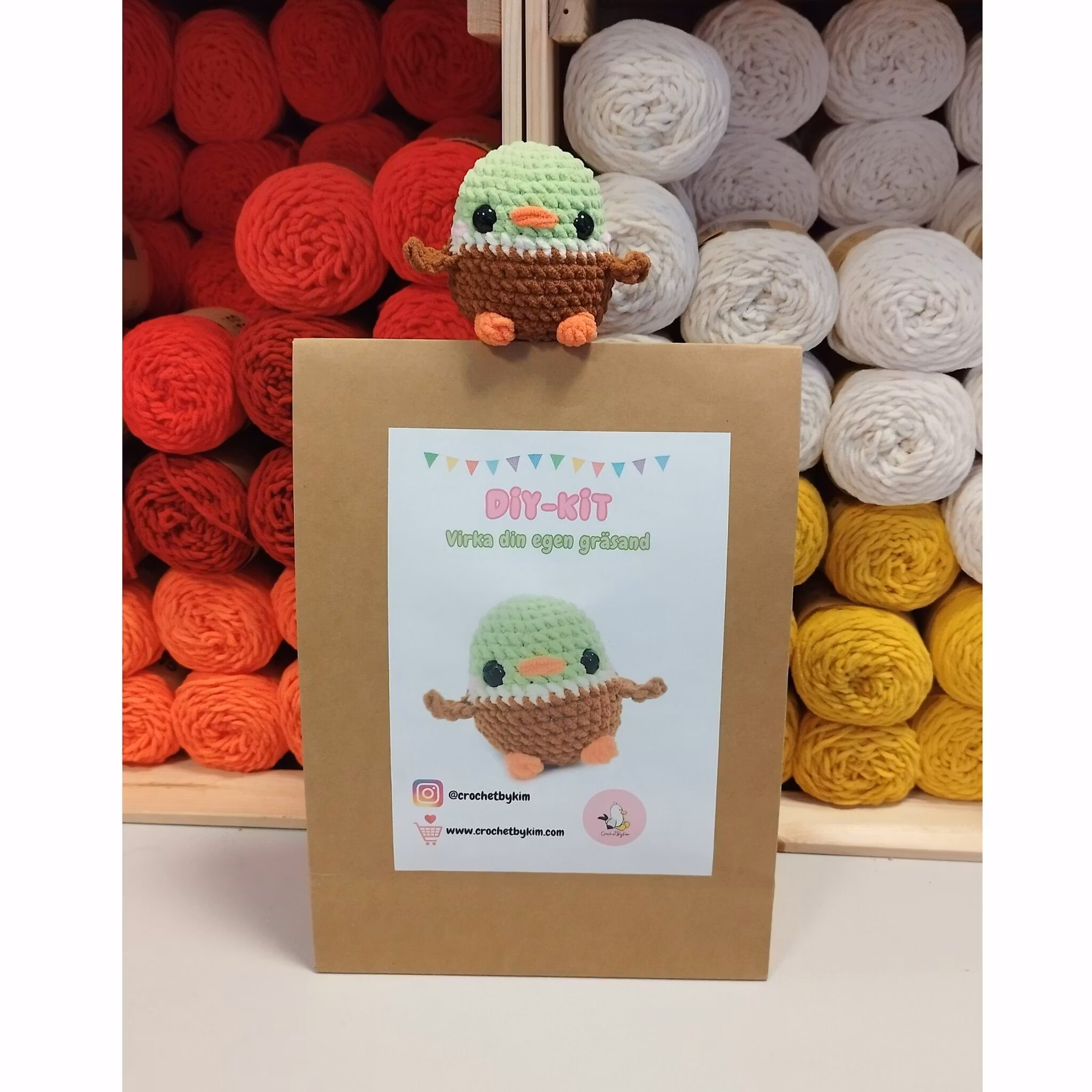 DIY Kit LULU Gräsand• Virkset gosedjur • Skapa din egen fågel • Crochetbykim