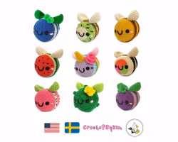 Virkmönster Bi • Jelly Bin • 9 i 1 mönster • Drakfrukt Blåbär Enhörning Pickle